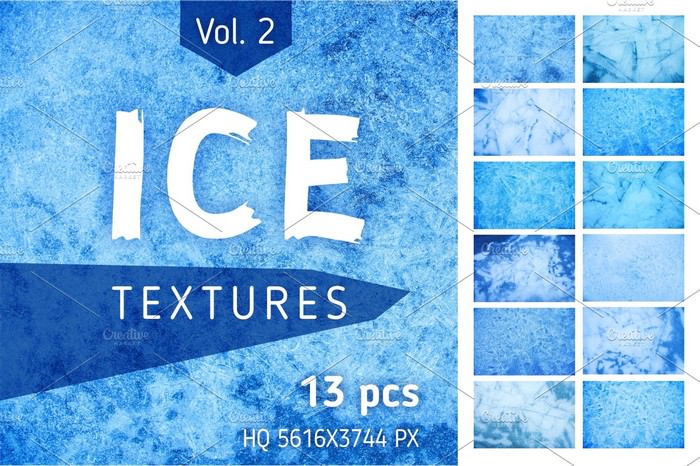 Abstract Blue Ice Textures Set