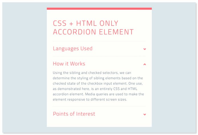 CSS + HTML only Accordion Element