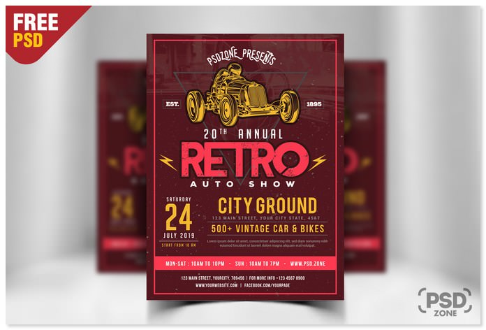Classic Car Event Flyer Free PSD
