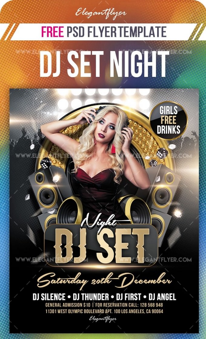 DJ Set Night Free Flyer PSD Template