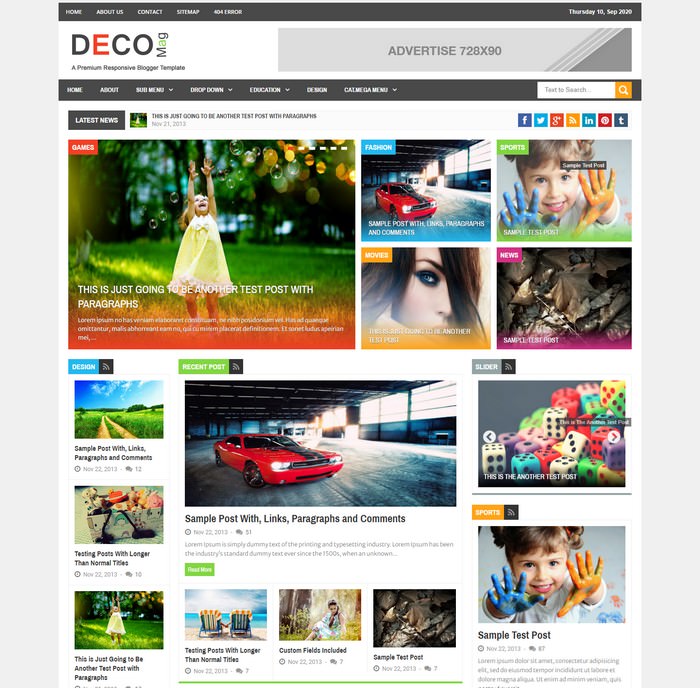 Deco Mag – Responsive Magazine Blogger Template