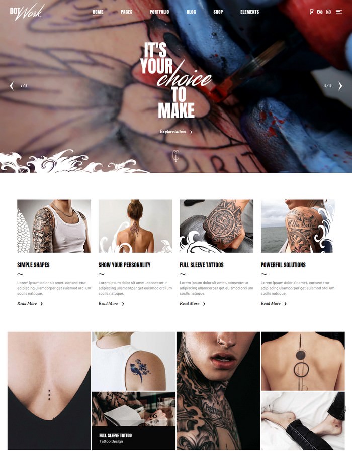 Dotwork - Tattoo Studio and Piercing Shop Theme