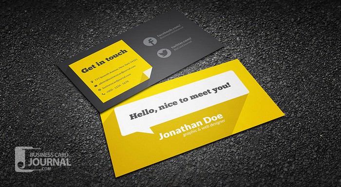 Flat Design Business Card Template With Long Shadow