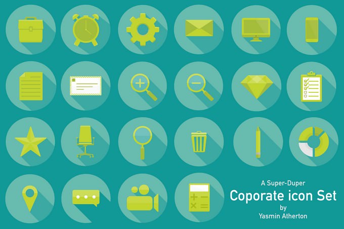 Long shadow Corporate icon set