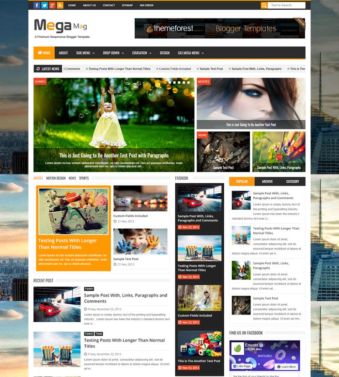 Mega Mag – Responsive Magazine Blogger Template