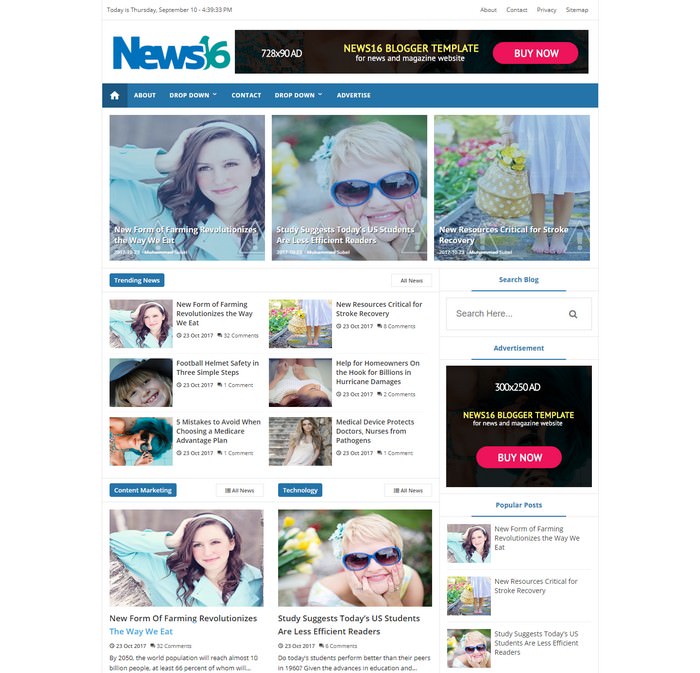 News16 - News & Magazine Blogger Template