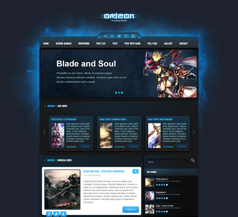 Orizon – The Gaming Template HTML version