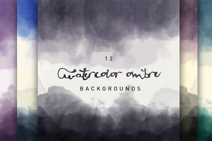 12 Watercolor Ombre Backgrounds