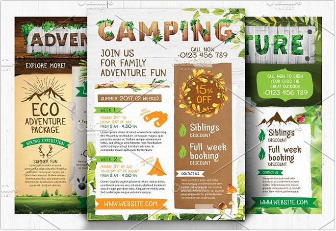 Adventure, camping, nature flyers