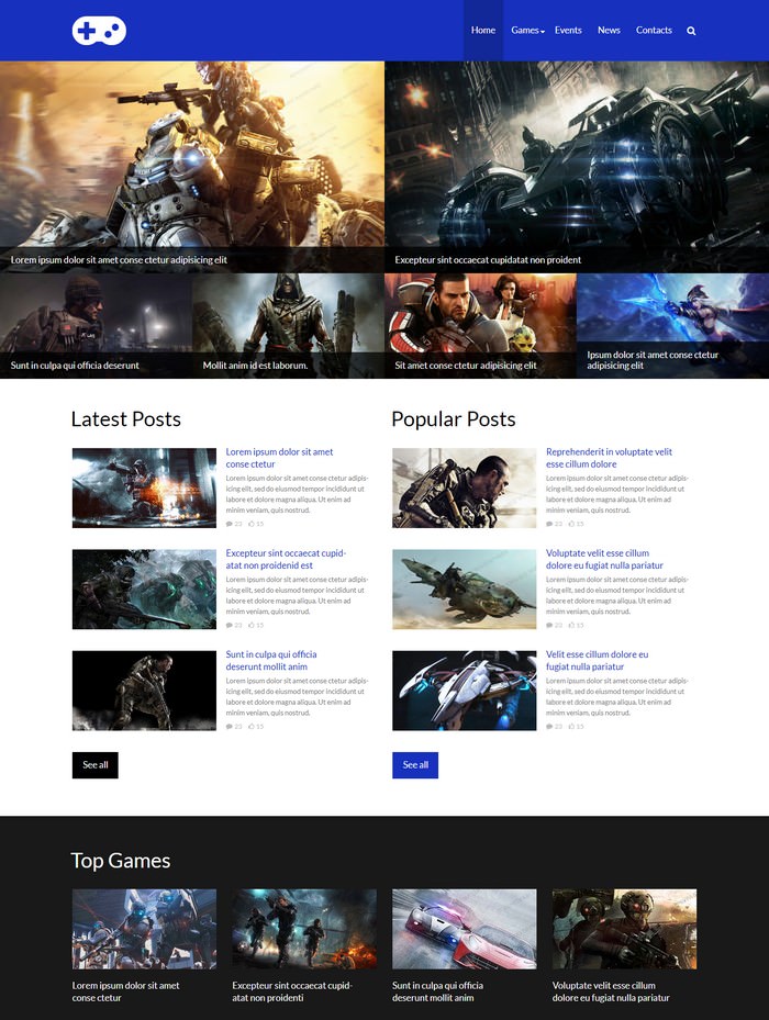 Amazing Game Portal Responsive Website Template