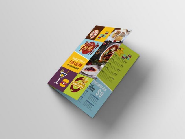 Bi-Fold Restaurant Menu Brochure Mockup