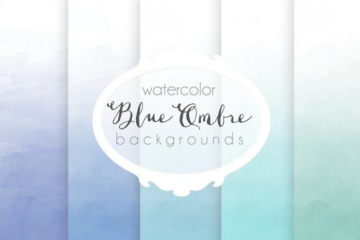 Blue ombre Watercolor Backgrounds