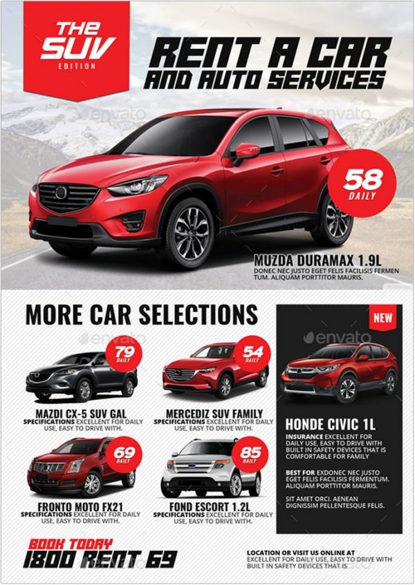 25 Best Car Rental Flyer Templates Psd Ai Format 2019 Templatefor