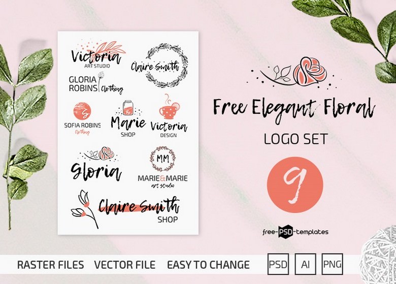 Free Elegant Floral Logo Set