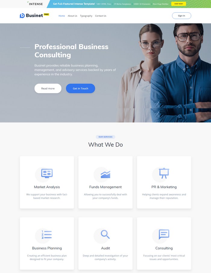 Free HTML5 Theme for Business Site Website Template
