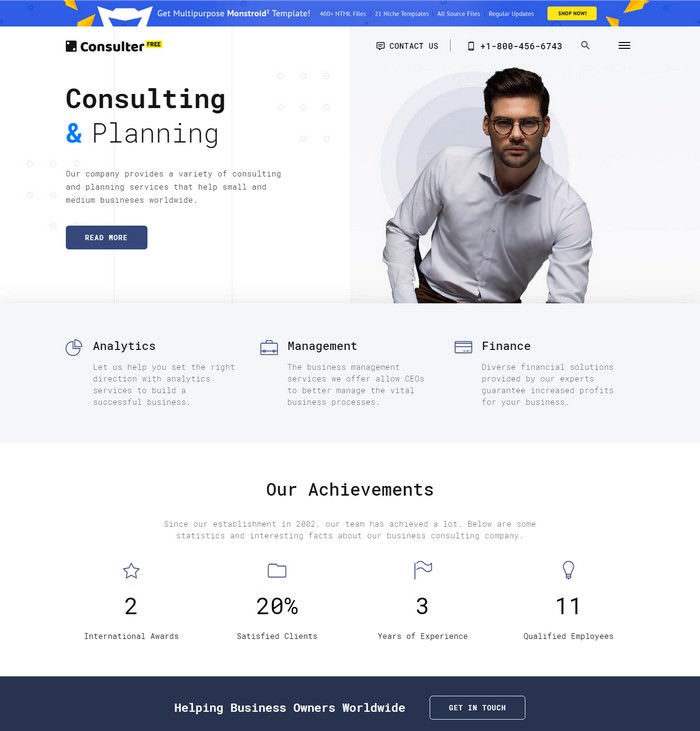 Free HTML5 Theme for Consulting Firm Website Template
