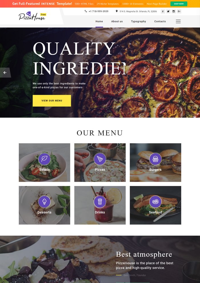 Free HTML5 Theme for Restaurant Website Website Template