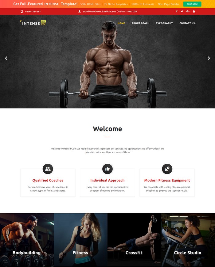 Free HTML5 Theme for Sport Site Website Template