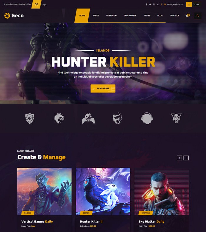 Geco - eSports Gaming HTML5 Template