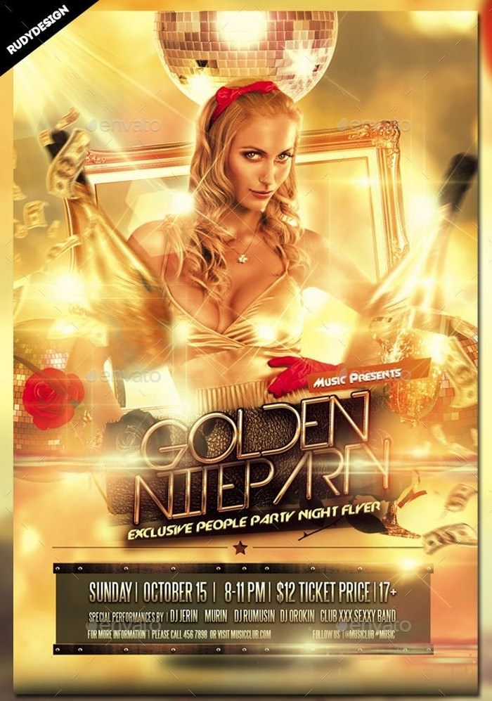 Golden Night Party Flyer Invitation