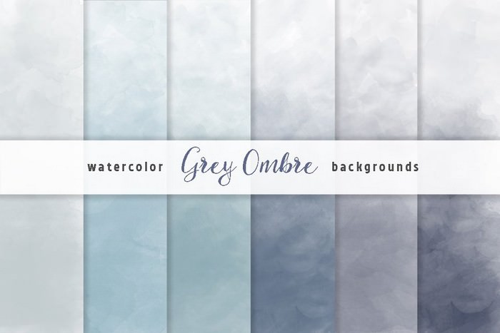 Grey Ombre Watercolor Backgrounds