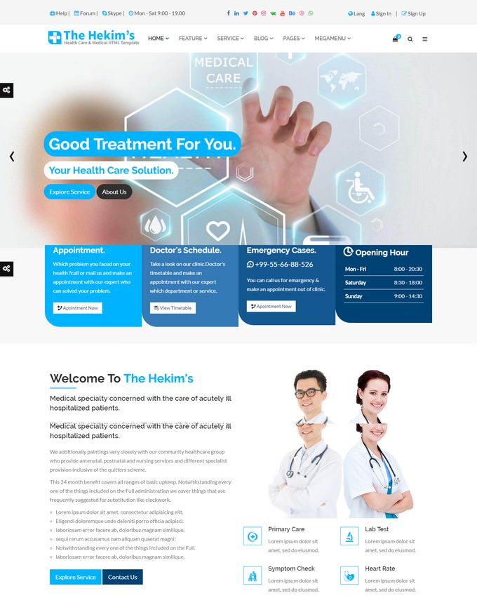 Hekim's Health Care & Medical Hospital HTML Template