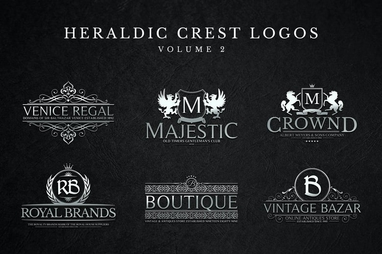 Heraldic Crest Logos Set 2-AI, PSD, EPS