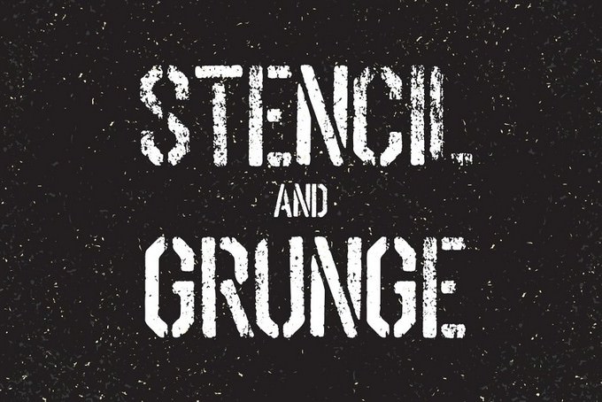 Stencil Font And Grunge Textures Set