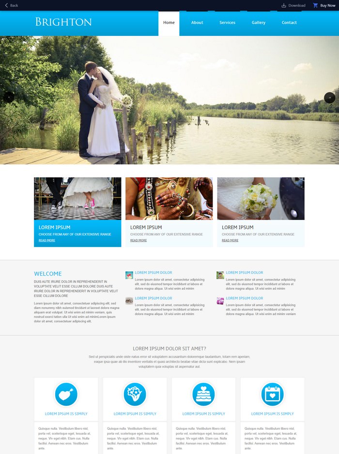 Brighton – A wedding planner Mobile Website Template