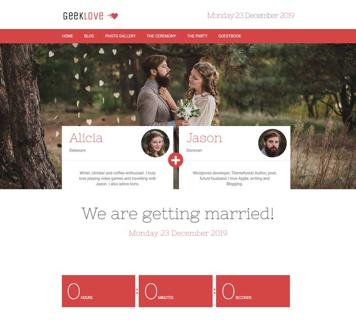 Geeklove A Responsive WordPress Wedding Theme