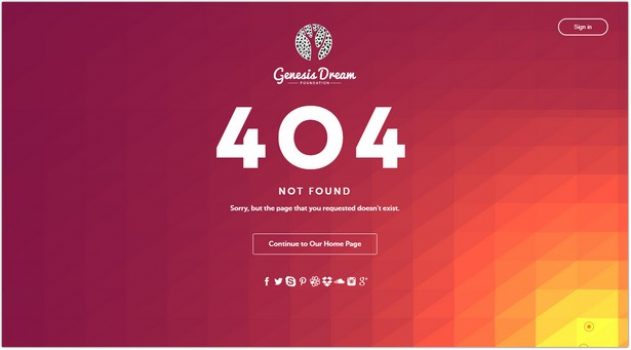 Genesis Dream - Responsive 404 Error HTML5