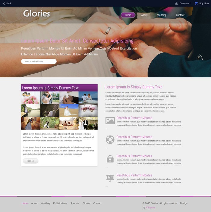 Glories wedding planner Mobile Website Template