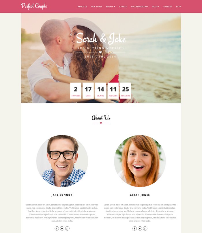 Perfect Couple - Responsive Wedding Site Template