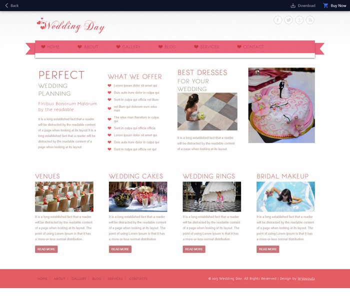 Wedding Day a wedding planner Mobile Website Template