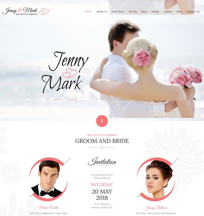 Wedding Event - Couple Invitation and Wedding Celebration HTML Template