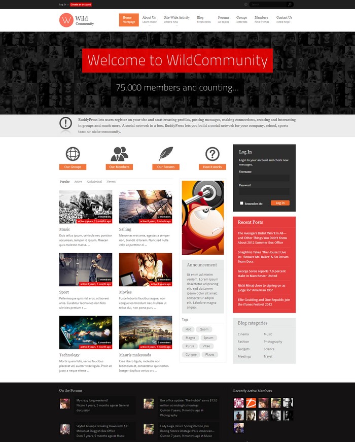 WildCommunity - BuddyPress Theme