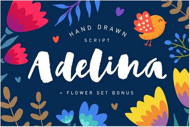 Adelina Script + Flower set Bonus