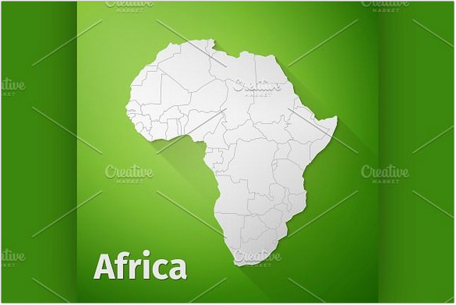 Africa Map on Green Background