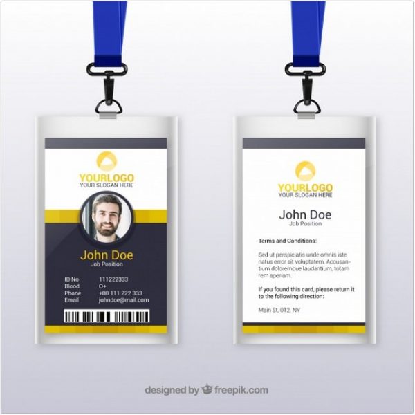 vertical id card template free download