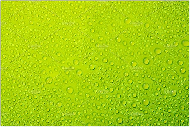 Water Drops on Green Background 