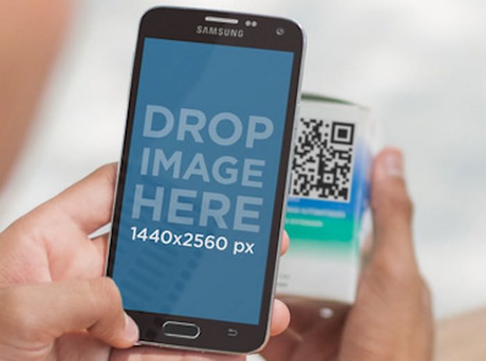 Android Mockup of A Teenager Scanning a QR Code