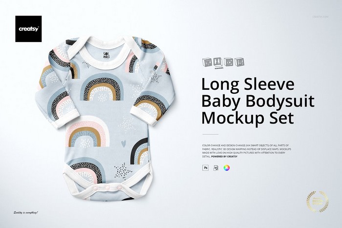 Baby Long Sleeve Bodysuit Mockup Set