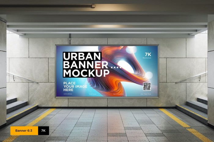 City Lightbox Banner Mockup in Subway