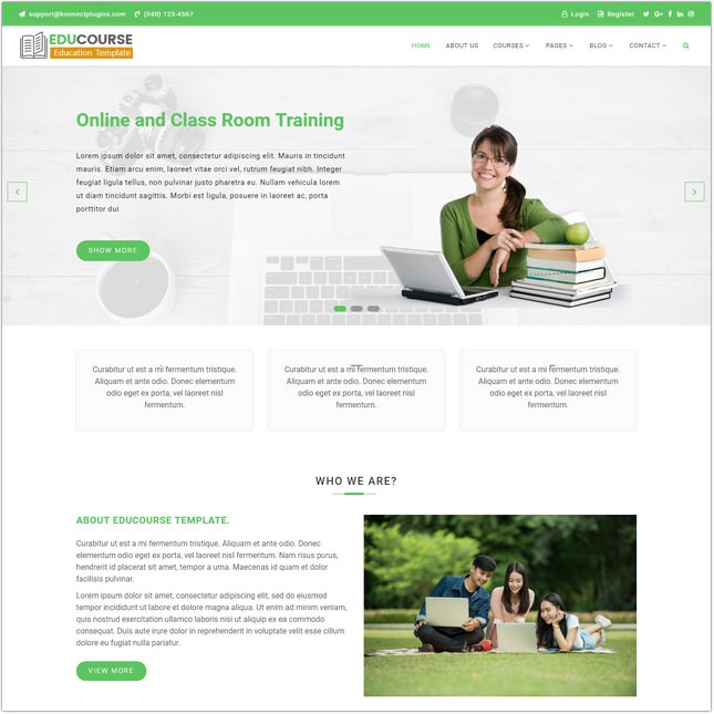 HTML Template for education and online training
