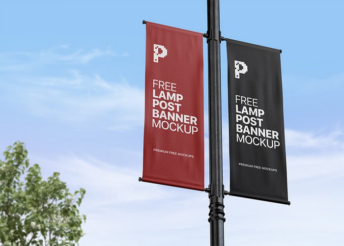Lamp Post Banner Mockup