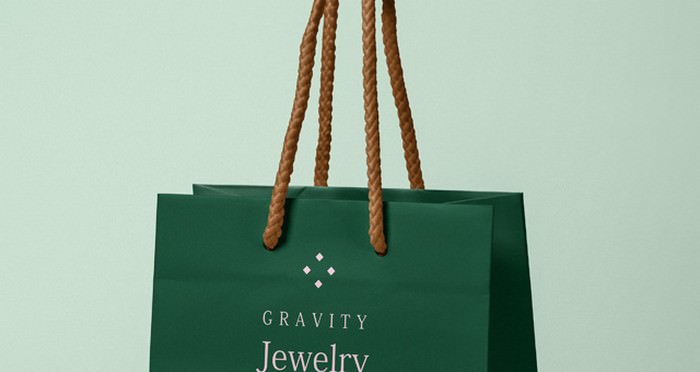 Psd Gravity Jewelry Paper Bag Mockup