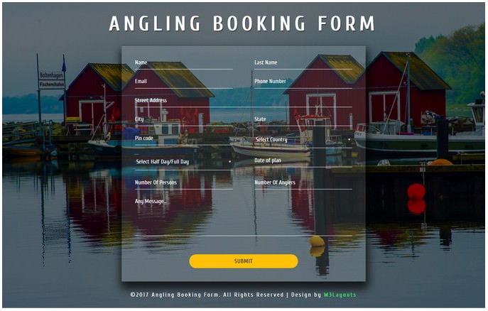Angling Booking Form a Flat Responsive Widget Template