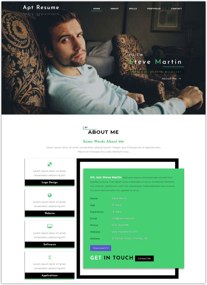 Resume Bootstrap Responsive Web Template