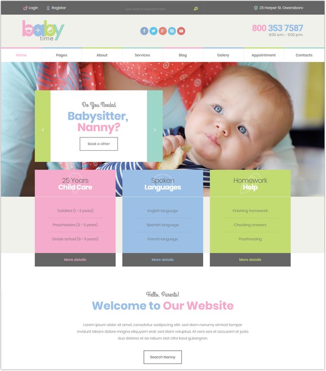 BabyTime - Babysitter, Nurse and Preschool Education HTML Template