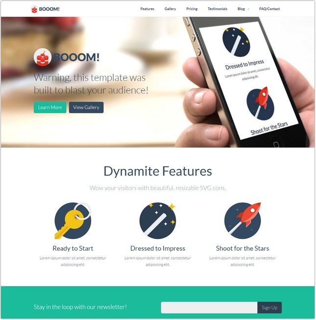 Booom! - One-Page Flat UI Pro Bootstrap 3 Template